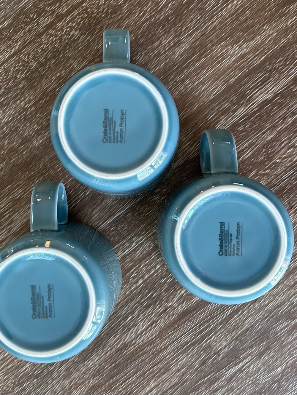 CRATE & BARREL Set of 3 Blue Hue Mugs - Aaron Probyn